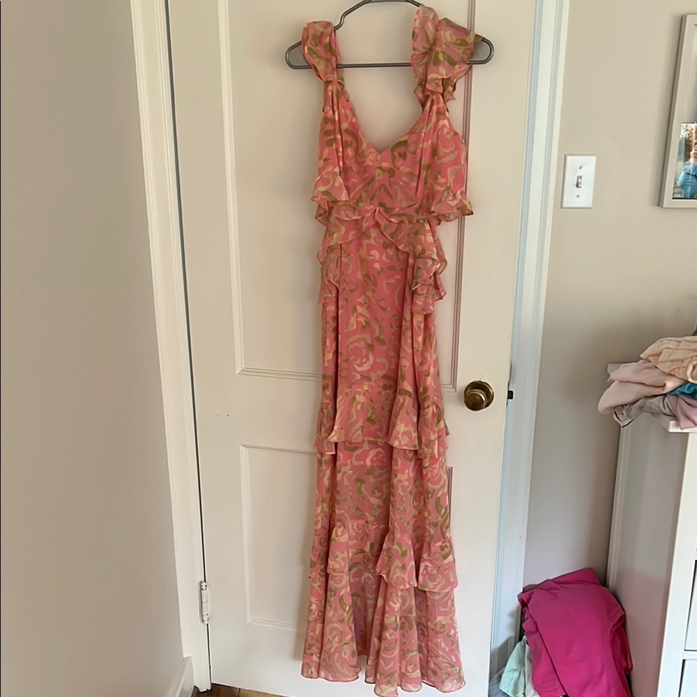 Elegant Pink Ruffle Dress